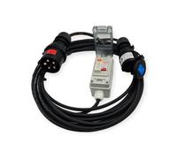 UK Made Professional Stage Power Extension Lead, 32A to 16A, In-line RCBO RCD MCB Protection, IP44 Rated (32 Amp 3-Phase 5-Pin Plug, 20 Metres)