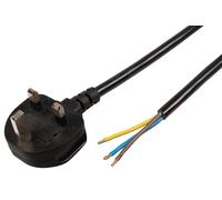 UK Mains Plug with 13A Fuse to Bare Ends Mains Lead 1.5mm2 3m Black