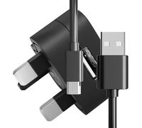 UK Mains USB Charger Plug with USB A to USB C Cable - Fast Charging Wall Adapter for Samsung Galaxy, Google Pixel, Android Phones & Tablets