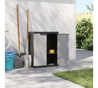 (grey and black, 65 x 37 x 85 cm) vidaXL Outdoor Storage Cabinet Terrace Patio Garden Cabinet Tool Cupboard PP