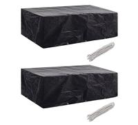 vidaXL 2x Garden Patio Furniture Covers 8 Persons Poly Rattan Set 10 Eyelets