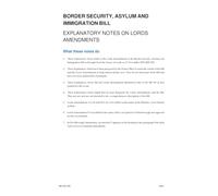 UK Parliament Border Security, Asylum and Immigration Bill Explanatory Notes, Lords Amendments, House of Commons, Perfect Bound, 297 x 210 mm, 6 Pages