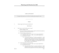 UK Parliament Planning and Infrastructure Bill Lords Amendments, House of Commons HCB 328, Perfect Bound, 210 x 297mm, 38 Pages, English