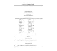 UK Parliament Tobacco and Vapes Bill Sixth Marshalled List of Amendments, House of Lords Grand Committee, Perfect Bound, 297 x 210 mm, 32 Pages