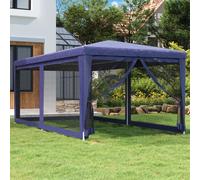 Party Tent with 6 Mesh Sidewalls Blue 3x6 m HDPE