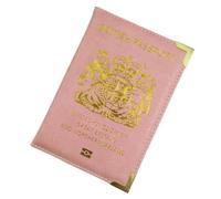 UK Passport Holder Cover PU Leather Travel Wallet Organizer for British Passport with Card Slots for Credit Cards and Boarding Passes (1-Pink)