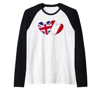 UK Peru Hearts Flag British Peruvian Friendship Raglan Baseball Tee