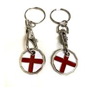 UK Phoenix Trolley Token New £1 Coin Shape 12 Sided Shopping Cart Key Ring Release Shop Locker Keychain (2 x England)