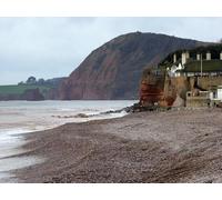 UK Photo Poster Print A4 / 12"x8" The shingle beach at Sidmouth's western end Work is in progress c2015