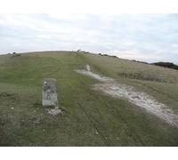 UK Photo Print A4 / 12"x8" Ballard Down : Footpath Sign & Hillside Studland The rock says c2010