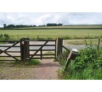 UK Photo Print A4 / 12"x8" Exmoor : Gate & Road Brompton Regis A gate beside the road from c2010