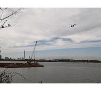 UK Photo Print A4 / 12"x8" Flight path over the River Thames Woolwich This small plane is c2011