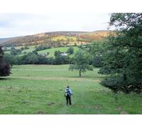 UK Photo Print A4 / 12"x8" Footpath down into parkland Hathersage The road going left t c2015
