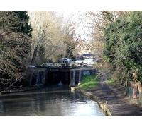 UK Photo Print A4 / 12"x8" Lock on the Grand Union Canal, Kings Langley Footbridge visible c2014