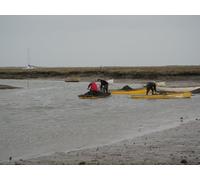 UK Photo Print A4 / 12"x8" Unloading Mussels at Brancaster Staithe. With the two men on b c2010