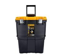 TOUGH MASTER DIY Professional Heavy Duty 19 inch Black & Yellow Mobile Portable Toolbox With Tote Tray Impact Resistant, Large Rolling Tool Box For Your Tools
