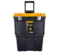 TOUGH MASTER DIY Professional Heavy Duty 19 inch Black & Yellow Mobile Portable Toolbox With Tote Tray Impact Resistant, Large Rolling Tool Box For Your Tools