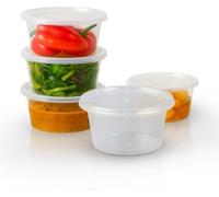 UK.PLASTICS 100 x Round Plastic Food Grade Safe Restaurant Catering Storage Containers & Lids - 200ml 8oz