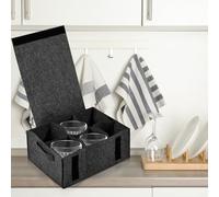 UK Plate and Cup Storage Plate Storage Container with Side Sturdy Handles Enduring Cup Organizer Box Portable Plate and Cup Storage for Motorhome Caravan .(Dark Grey)