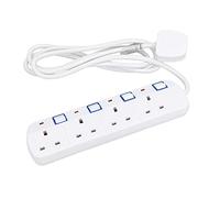 UK Plug 4 Gang Way Socket Extension lead Adaptor Individually Switched Sockets