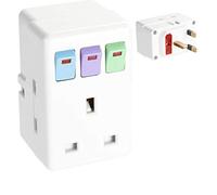 UK Plug Adapter One Out of Three Extension Plugs with Switches Circuit Protected