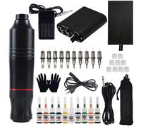 (UK Plug) Professional Tattoo Kit Rotatable Tattoo Machine Pen With Power Supply Foot Pedal Cartridges Needles