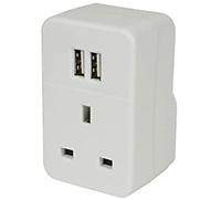 UK Plug Through UK Mains Adaptor With Dual USB Ports A Plug Through High Qualit