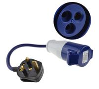 Kenable Uk Plug To Cee16A Blue Commando Caravan Site Outdoor Power Electric Hook Up Adapter