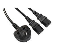 UK Plug to Kettle Splitter mains Power Cable/Extension Lead - IEC C13 H05VV-F 0.75mm² 3G 13A - Works with TV/Printer/PC/Projector/Kettle and other Appliances (3M / 9.8Ft)