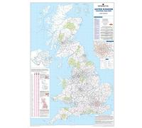 UK Postcode Wall Map - Laminated Large Wall Map - 120cm X 83cm - Clearly Shows Postcode, County And District Boundaries, Main Roads, Cities, Towns And Villages (Laminated With Aluminum Frame)