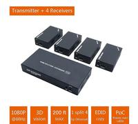 (UK Power Plug, One TX and One RX) 2023 60m 1x4 HDMI Splitter Extender Over UTP Cat5e Cat6 Cable HDMI Extender RJ45 Support HD 1080P 1 Transmitter To 4 Receivers