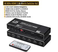 (UK Power Plug, ZY-HM42) 2023 4x2 Matrix Switch Splitter with SPDIF and L/R 3.5mm HDR HDMI-compatible Switch 4x2 Support HDCP 2.2 ARC 3D 4K@60Hz for PS5
