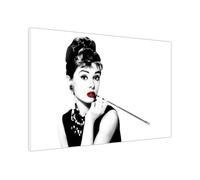 UK Print House Audrey Hepburn Hollywood Actress Smoking Canvas Wall Art - Premium Prints and Decor for Office, Study, Living Room, Kitchen Large (Red 76 x 51 cm - 30" x 20" inch)