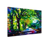 UK Print House Path Through The Forest Landscape Canvas Wall Art - Scenic Nature Prints for Living Room, Office, Bedroom Large (41 x 30 cm - 16" x 12" inch)