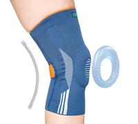 UK+ PRO CARE Compression Knee Sleeves 3D Knitted Knee Support Brace With Silicone Gel Pad, Relieves for Arthritis, Joint Pain, Ligament Injury, ACL, MCL, Tendonitis (Navy Blue & Orange, XL)