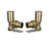 Uk Radiators 1/2Bsp 10mm Angled Brushed Brass Modern Manual Radiator Valve Pair Round
