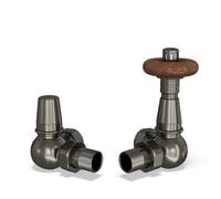Uk Radiators 1/2Bsp 10mm Corner Pewter Traditional Thermostatic Radiator Valve & Lockshield Derry Traditional