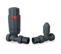 Uk Radiators 1/2Bsp 10mm Straight Anthracite Modern Thermostatic Radiator Valve & Lockshield Derry Bold