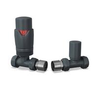 Uk Radiators 1/2Bsp 10mm Straight Anthracite Modern Thermostatic Radiator Valve & Lockshield Stirling Bold