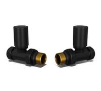 Uk Radiators 1/2Bsp 10mm Straight Black Modern Manual Radiator Valve Pair Round
