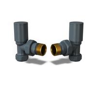 Uk Radiators 1/2Bsp 15mm Angled Anthracite Modern Manual Radiator Valve Pair Round