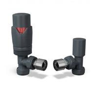 Uk Radiators 1/2Bsp 15mm Angled Anthracite Modern Thermostatic Radiator Valve & Lockshield Stirling Bold