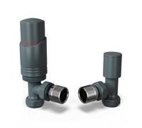 Uk Radiators 1/2Bsp 15mm Angled Anthracite Modern Thermostatic Radiator Valve & Lockshield Talus Bold