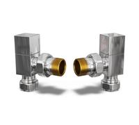 Uk Radiators 1/2Bsp 15mm Angled Chrome Modern Manual Radiator Valve Pair Square