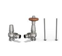 UK Radiators 1/2BSP 15mm Angled Chrome Traditional Thermostatic Radiator Valve & Lockshield Derry Traditional