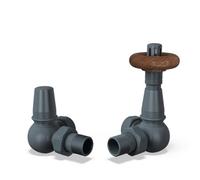Uk Radiators 1/2Bsp 15mm Corner Anthracite Traditional Thermostatic Radiator Valve & Lockshield Derry Traditional