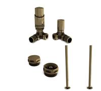 UK Radiators 1/2BSP 15mm Corner Antique Brass Modern Thermostatic Radiator Valve & Lockshield Talus Bold