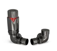 Uk Radiators 1/2Bsp 15mm Corner Black Nickel Modern Thermostatic Radiator Valve & Lockshield Derry Bold