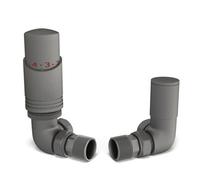 Uk Radiators 1/2Bsp 15mm Corner Natural Pewter Modern Thermostatic Radiator Valve & Lockshield Talus Bold