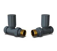 Uk Radiators 1/2Bsp 15mm Straight Anthracite Modern Manual Radiator Valve Pair Round